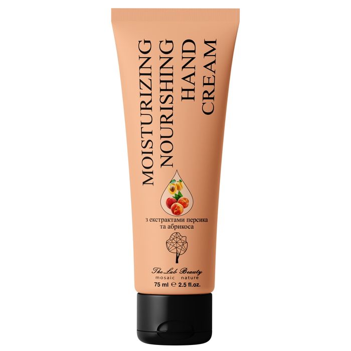 Hand cream moisturizing and nourishing for dry skin of hands with extracts of peach and apricot, 75 ml